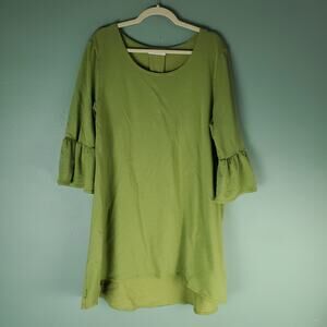 Bryn Walker Womens Green Phryne Tunic Bell Sleeve Top Size Medium Stretch